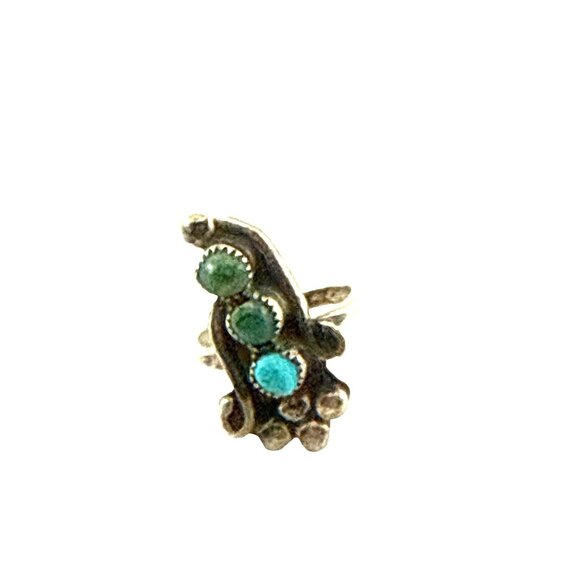 Vintage Navajo Sterling Silver Turquoise Green Stone Statement Ring Southwestern - Picture 6 of 8